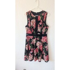 Black floral Disney princess dress with pink accents and‎ crochet peekaboo